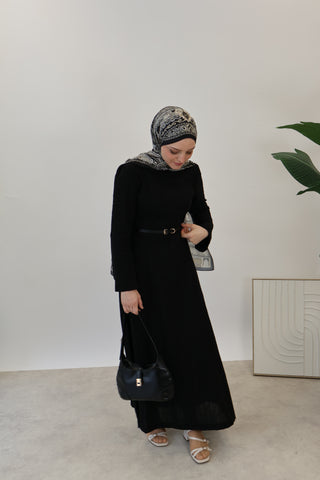 Leinen Kleid Black