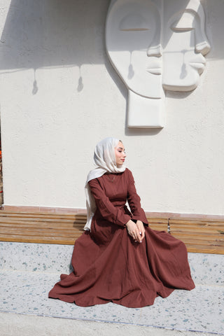 Leinen Kleid Bakır 208