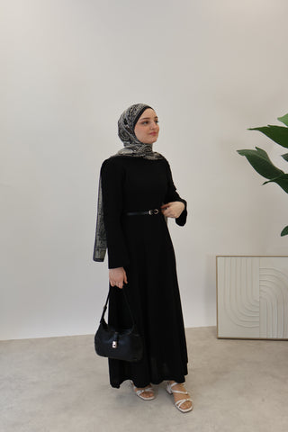 Leinen Kleid Black