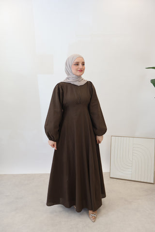 LAYLA LEINEN KLEİD BITTER