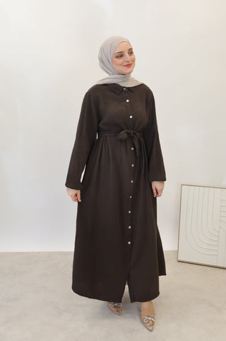 MUSSELIN KLEID BROWN