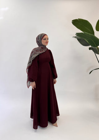 LAYLA LEINEN KLEID BORDO