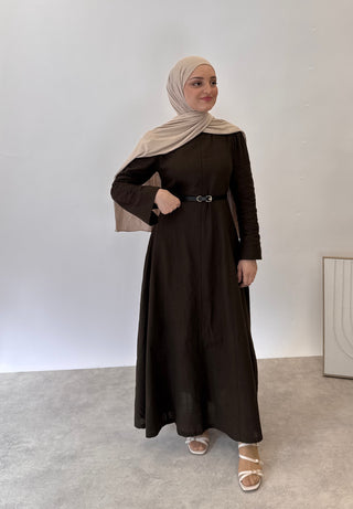 Leinen Kleid Brown