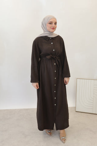MUSSELIN KLEID BROWN