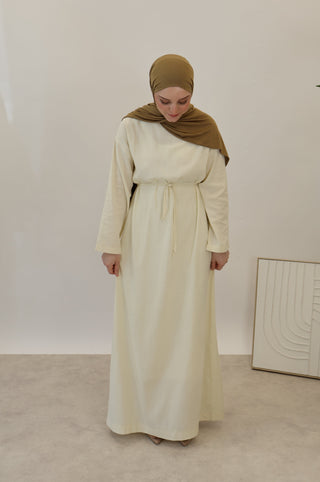 BASIC LEINEN KLEID VANILLE