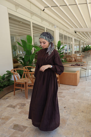 Nervür Kleid Braun 188