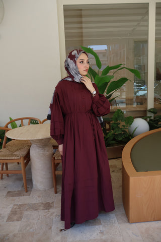 Nervür Kleid bordo 188
