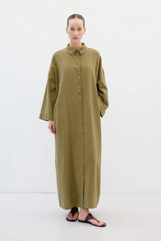 LEINEN HEMD KLEID GRÜN
