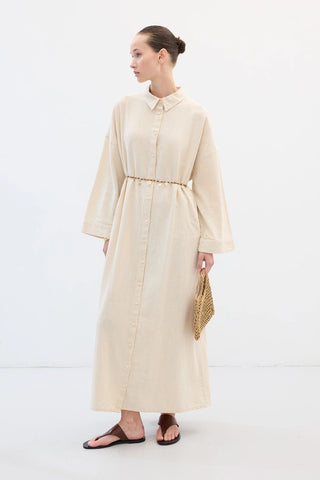 LEINEN HEMD KLEID NATUREL