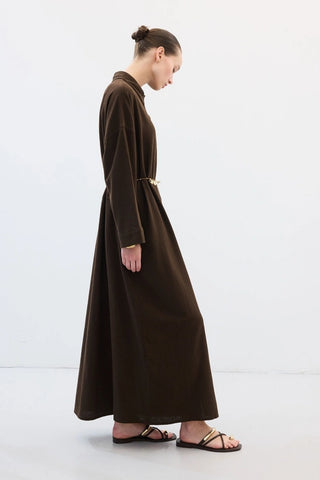 LEINEN HEMD KLEID BRAUN