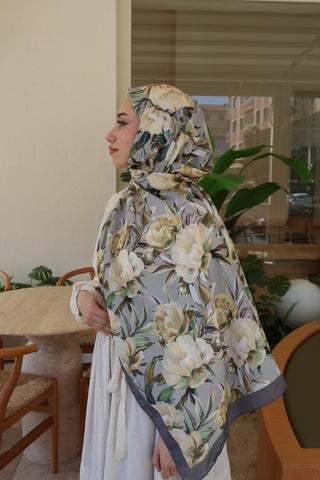 Fiori Scarf Grau/Gelb 45