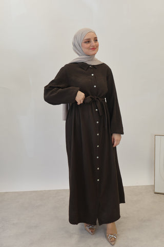 MUSSELIN KLEID BROWN