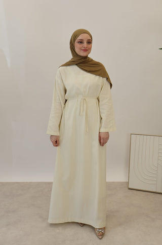 BASIC LEINEN KLEID VANILLE