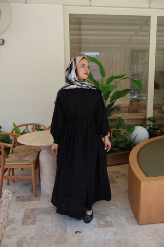 Nervür Kleid Schwarz 188