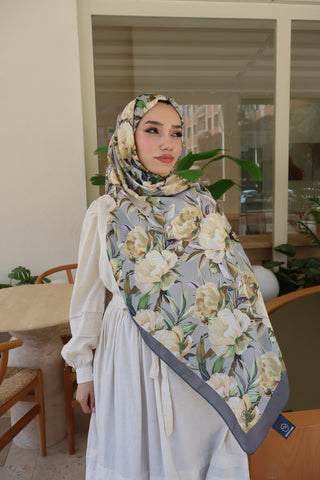 Fiori Scarf Grau/Gelb 45