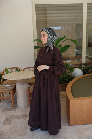 Nervür Kleid Braun 188