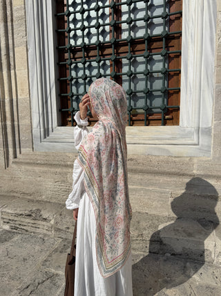 Liya scarf beige/rosa
