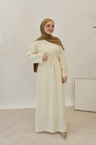 BASIC LEINEN KLEID VANILLE