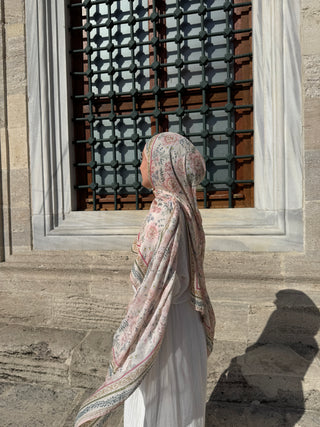 Liya scarf beige/rosa