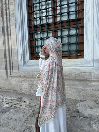 Liya scarf beige/rosa