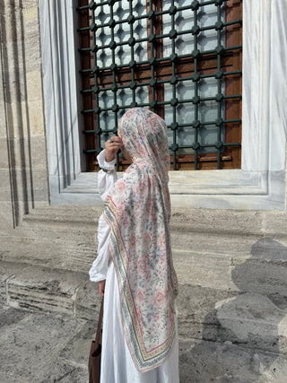 Liya scarf beige/rosa