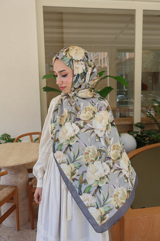 Fiori Scarf Grau/Gelb 45