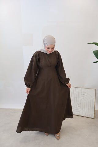 LAYLA LEINEN KLEİD BITTER