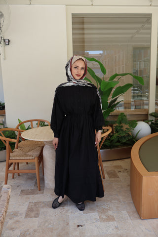 Nervür Kleid Schwarz 188