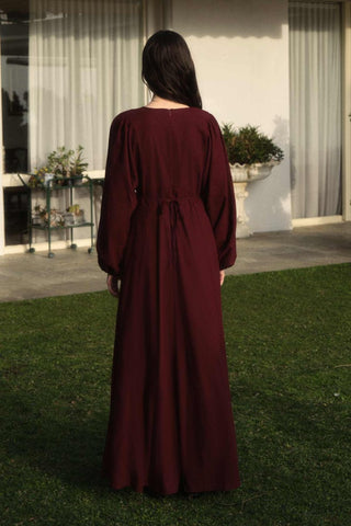 LAYLA LEINEN KLEID BORDO