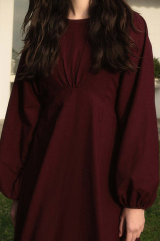 LAYLA LEINEN KLEID BORDO