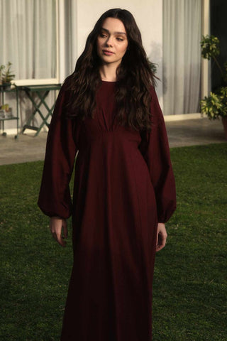 LAYLA LEINEN KLEID BORDO