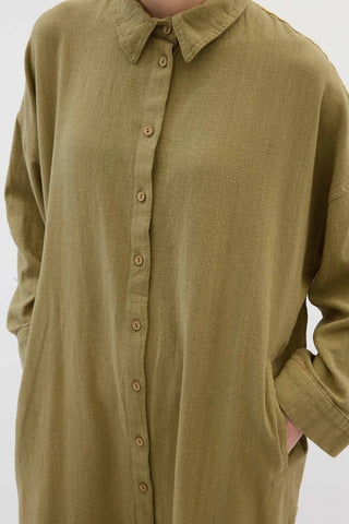 LEINEN HEMD KLEID GRÜN