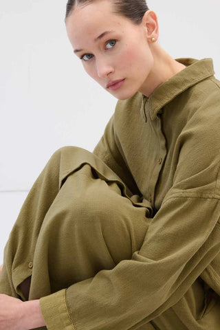 LEINEN HEMD KLEID GRÜN