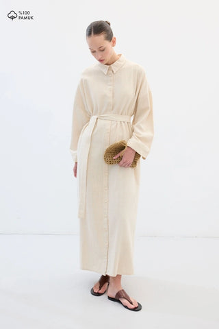 LEINEN HEMD KLEID NATUREL