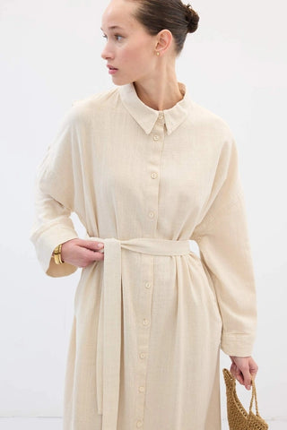 LEINEN HEMD KLEID NATUREL