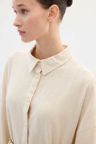 LEINEN HEMD KLEID NATUREL