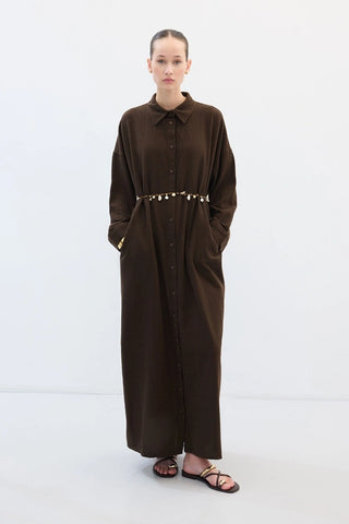 LEINEN HEMD KLEID BRAUN