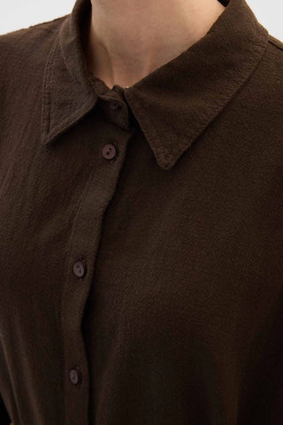 LEINEN HEMD KLEID BRAUN