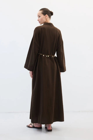 LEINEN HEMD KLEID BRAUN