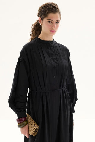 Nervür Kleid Schwarz 188