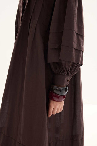 Nervür Kleid Braun 188