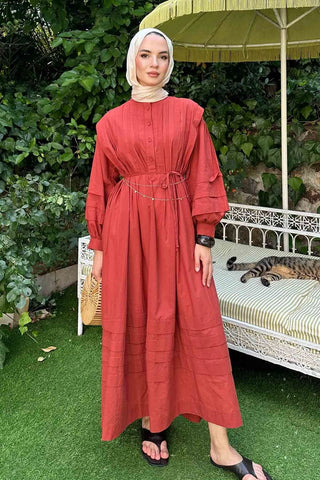 Nervür Kleid Kupfer 188