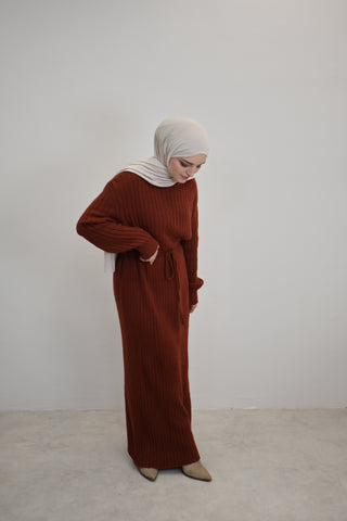 Strickkleid Ziegelrot