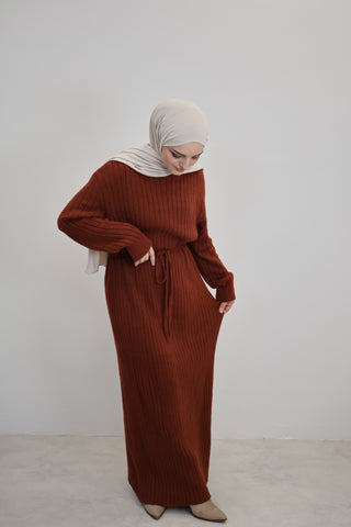 Strickkleid Ziegelrot