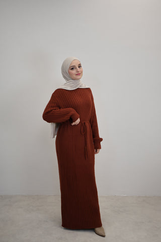 Strickkleid Ziegelrot