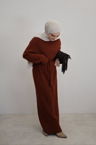 Strickkleid Ziegelrot