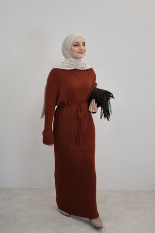 Strickkleid Ziegelrot