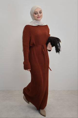 Strickkleid Ziegelrot