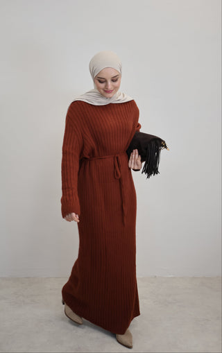 Strickkleid Ziegelrot