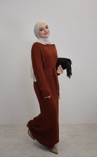 Strickkleid Ziegelrot